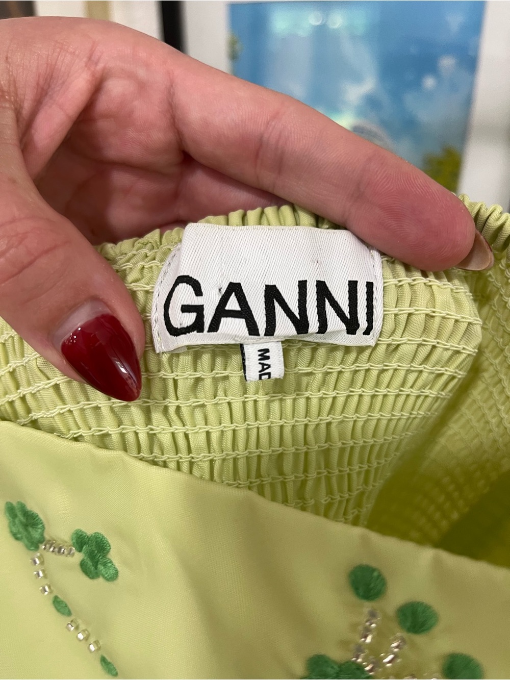 GANNI Beaded Nylon Mini Dress - Picture 3 of 11